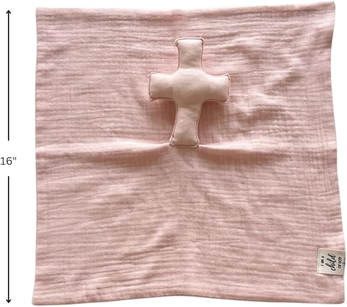 Cross Lovey, Cross Security Blanket, Christian Baby Gift, Baptism Gift, Easter Gift, Newborn Baby Gift, Blessing Blanket (Dusty Pink)
