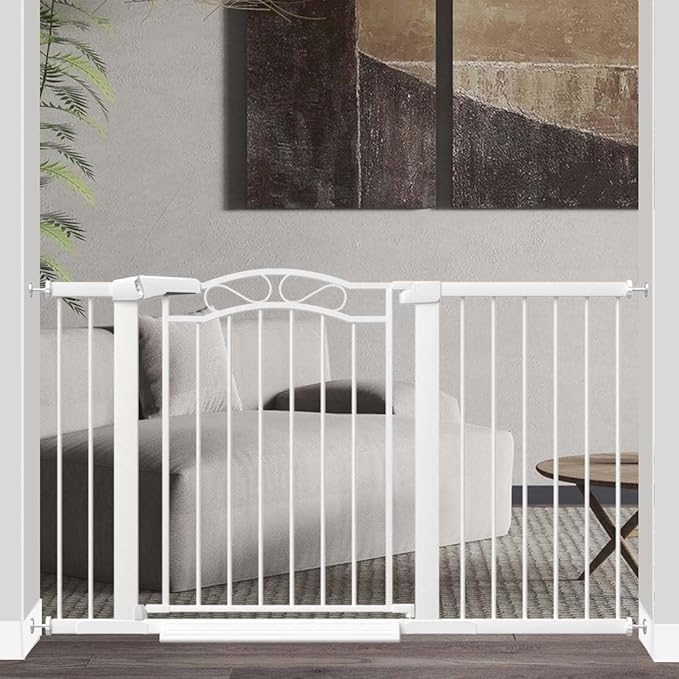 Fairy Baby 51.5"-54.3" Extra Wide Press Mounted Baby Gate Indoor for Kids Or Pets Walk Thru No Drill Long Dog Gates for The House Doorway Child Safety Gate