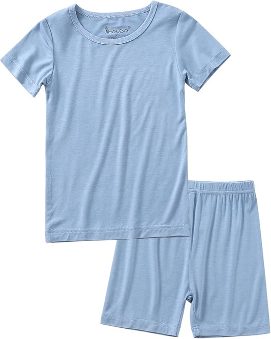 Jimonda Toddler Kids Girls Boys Pajamas Sets Soft Comfy Jammies Tencel Solid Raglan Sleepwear Pajamas Pjs 2pcs Set 18M-8Y