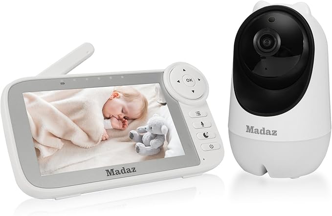 Madaz No WiFi Baby Monitor with Color Night Vision, 5" HD Display,1080P Pan Tilt Zoom Camera, Lullabies, Temperature Sensor, 2-Way Talk, 1000ft Range + Duck Night Light