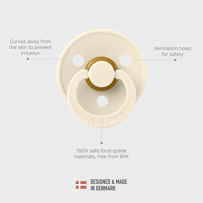 BIBS Pacifiers - Colour 4-Pack | BPA Free Baby Pacifier | Round Nipple Binkies | Natural Rubber Latex Soother | Made in Denmark | Size 1 (0-6 Months) |Sage