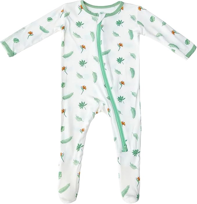 Bamboo Little Soft Baby Footie Pajamas, Baby Clothes, Newborn Sleepers, 95% Viscose and 5% Spandex, 0-24 Months