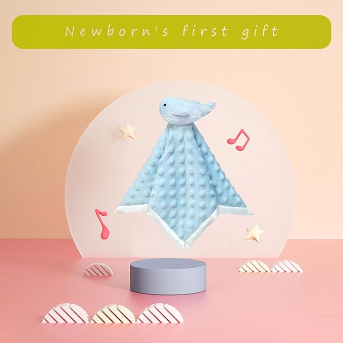 Baby Blue Whale Soft Stuffed Animal Security Blanket, Plush Whale Character Lovey Blanket, Baby Shower/Nursery Gift, Newborn Infant Toddler Snuggle Blankie for Boys Girls, 13 Inches