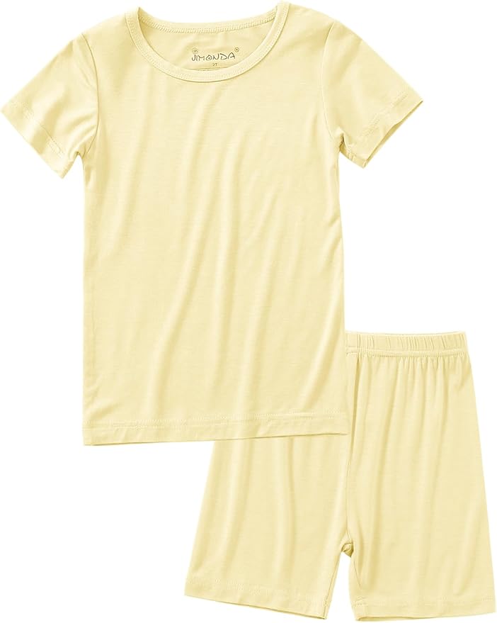 Jimonda Toddler Kids Girls Boys Pajamas Sets Soft Comfy Jammies Tencel Solid Raglan Sleepwear Pajamas Pjs 2pcs Set 18M-8Y