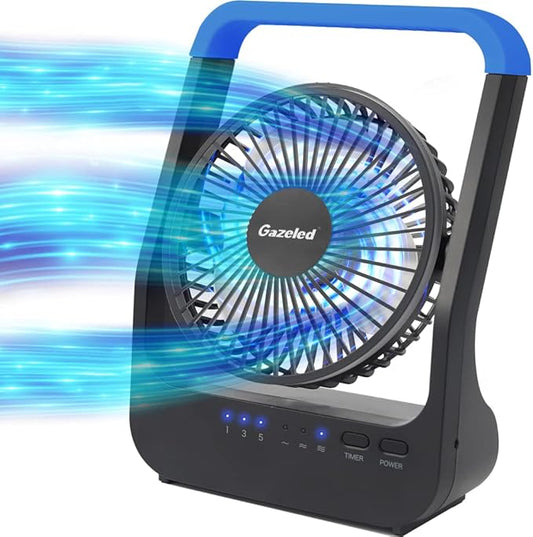 Battery Operated Fan, Camping Fan Battery Powered, Super Long Lasting, Portable D-Cell Battery Powered Desk Fan with Timer, 3 Speeds, Quiet, 180° Rotation, for Office,Bedroom,Outdoor, 5'', Model: F24