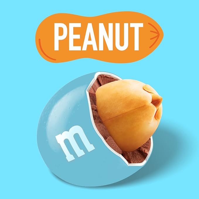 M&M’S Peanut Light Blue Chocolate Candy - 2lbs of Bulk Candy in Resealable Pack for Candy Buffet, Birthday Parties, Theme Meetings, Candy Bar, Sweet Stuff for DIY Party Favors or Edible Decoration