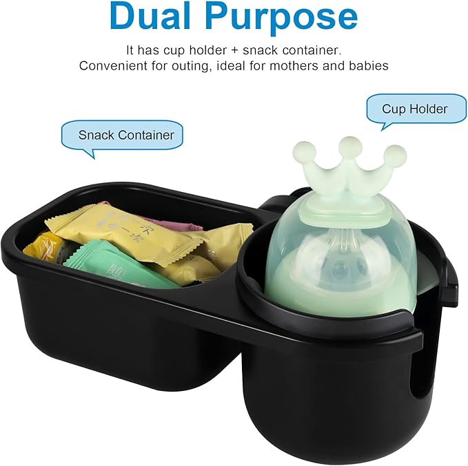 Accmor Stroller Cup Holder with Tray, Universal Cup Holder, Bike Bottle Holder, 360° Rotatable Large Caliber Drinks Holder for Stroller, Bike, Wheelchair, Walker