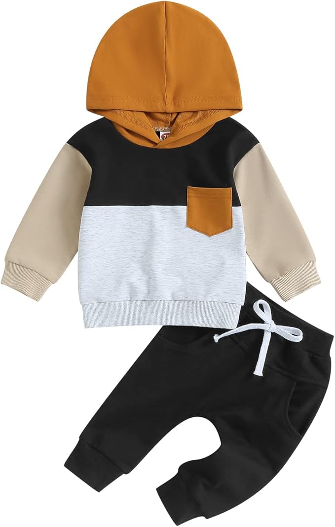 2Pcs Baby Boys Hoodie Tops Pants Set Dinosaur Deer Print Sweatsuit Fall Winter Outfits