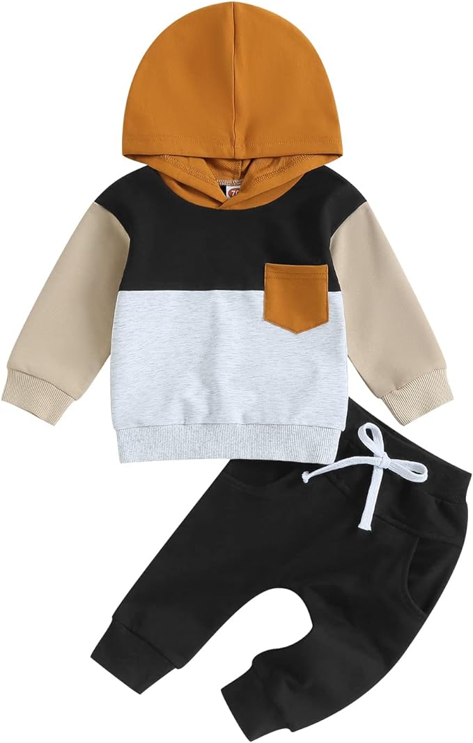 2Pcs Baby Boys Hoodie Tops Pants Set Dinosaur Deer Print Sweatsuit Fall Winter Outfits