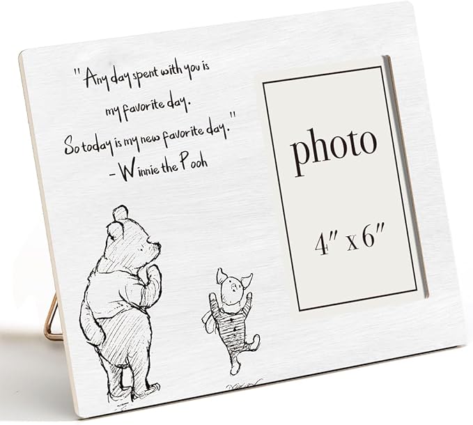 Pooh Bear Picture Frame, Romantic Pooh Gifts for Her Him, Anniversary, Birthday Gifts for Couple Best Friend, My Favorite Day Photo Frame for 4 x 6 Inch Photo