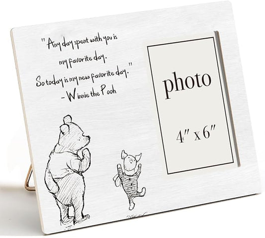Pooh Bear Picture Frame, Romantic Pooh Gifts for Her Him, Anniversary, Birthday Gifts for Couple Best Friend, My Favorite Day Photo Frame for 4 x 6 Inch Photo