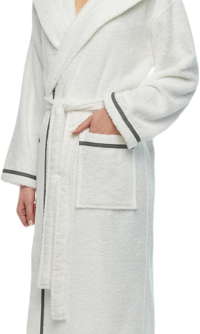 Arus Women's Hooded Classic Bathrobe Turkish Cotton Robe with Full Length Options