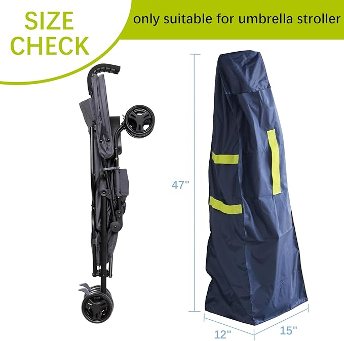 Umbrella Stroller Bag for Airplane, Gate Check Bag for Single Umbrella Strollers with Adjustable Carry Straps, Large Stroller Bag for Airplane Travel, Navy