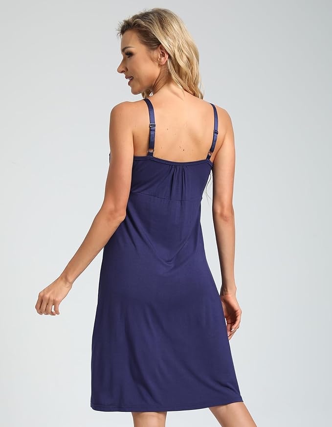 Sosolism Nursing Nightgown for Breastfeeding Summer Maternity Pajamas Dress Clip Down Pumping Sleep Gown with Padded