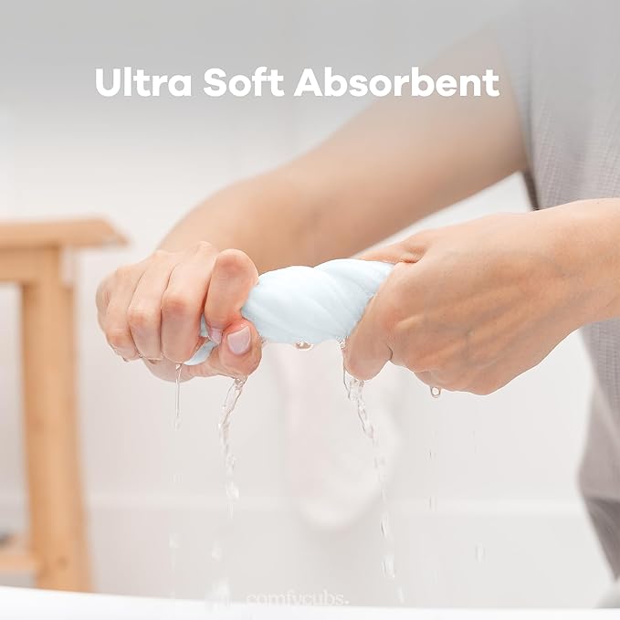 Comfy Cubs Muslin Baby Washcloths 10 Pack - Soft 6-Layer Cotton Wash Cloths for Sensitive Skin - 10"x10" Large, Gentle, Absorbent Infant Essentials for Newborn and Toddlers - White