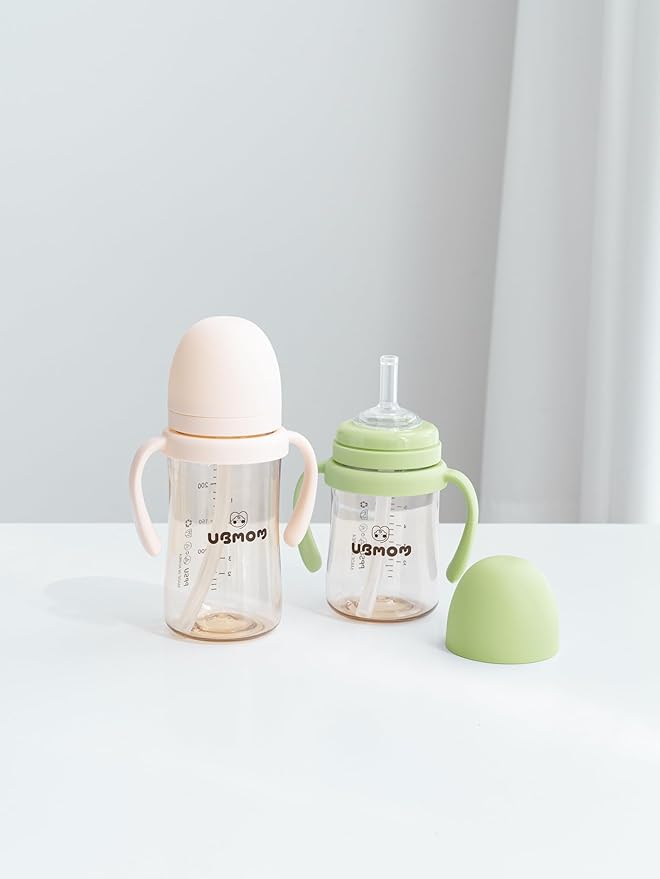 Sippy Cup with Straw and Handle, Spillproof Baby and Toddler Cups with Replaceable Straw, BPA-Free PPSU Sippy Cups for Toddlers, 6.76oz (Melon)