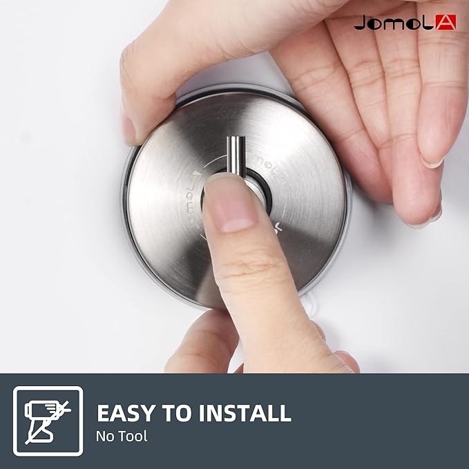 JOMOLA Suction Cup Shower Hooks for Inside Shower Suction Hooks for Shower Wall Towel Hooks for Bathrooms Suction Hooks for Glass Stainless Steel, Brushed Finish, 2PCS
