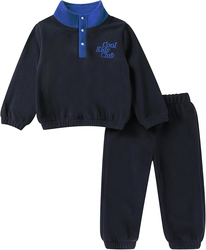 YOUNGER TREE Toddler Boy Girl Clothes Fleece Fall Winter Outfit Baby Long Sleeve Button Sweatshirt and Pants Sweatsuits Set
