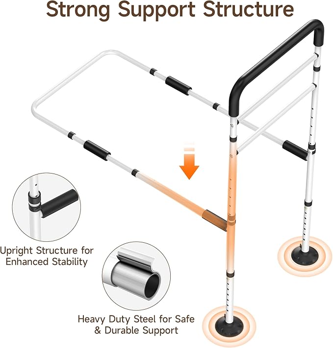 WAYES Bed Rails for Elderly Adults - Bed Safety Handle, Adjustable Height, Fits King, Queen, Full, Twin Bed