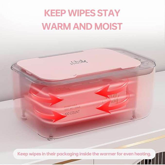 Wipe Warmer, Baby Wipe Warmer with 3 Modes Temperature Control, Diaper Wipes Dispenser with Large Capacity, Evenly Overall Heating, Constant Temperature Wipe Holder