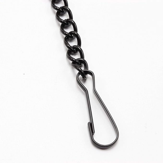 Bieye Metal Chain with Safety Hooks for Tiffany Style Stained Glass Window Panel Hangings, 30 inches Long Black Electrophoretic Coating, Chain001