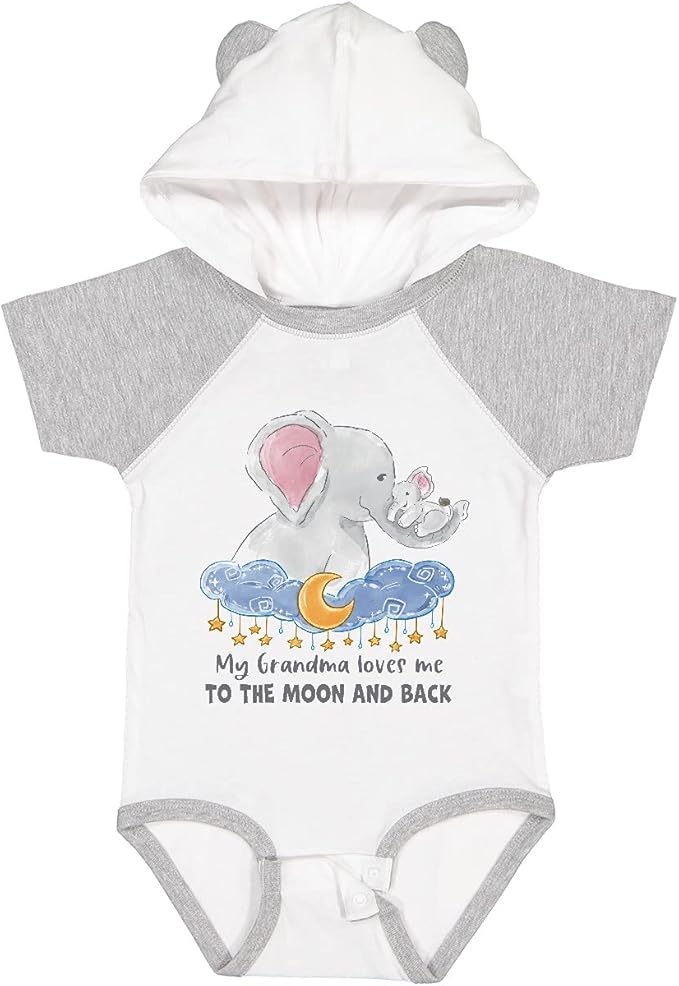 inktastic My Grandma Loves Me To the Moon and Back Elephant Family Baby Bodysuit