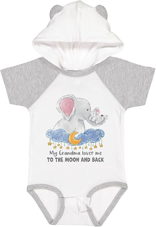inktastic My Grandma Loves Me To the Moon and Back Elephant Family Baby Bodysuit