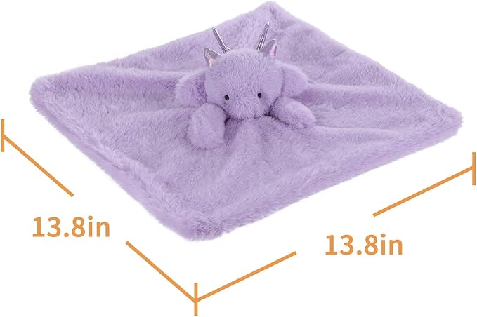 Apricot Lamb Purple Dragon Soft Loveys for Babies, Security Blanket for Baby Boy and Girl, 13.8 Inches for Infant and Toddlers