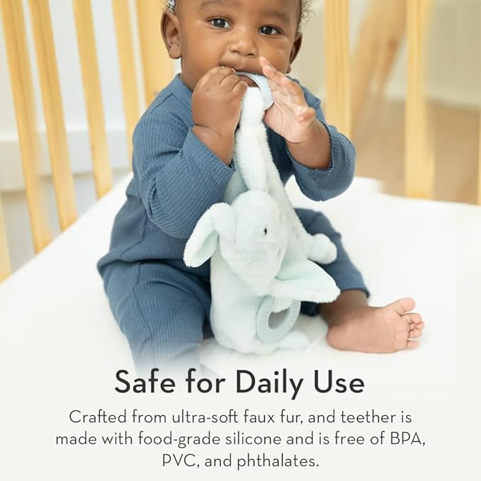 Baby Teether & Plush Lovey by Bella Tunno, Silicone Teether with Animal Snuggle Toy & Sensory Rattle, Teething Relief for Babies 0-6 Months, 6-12 Months, Lamb