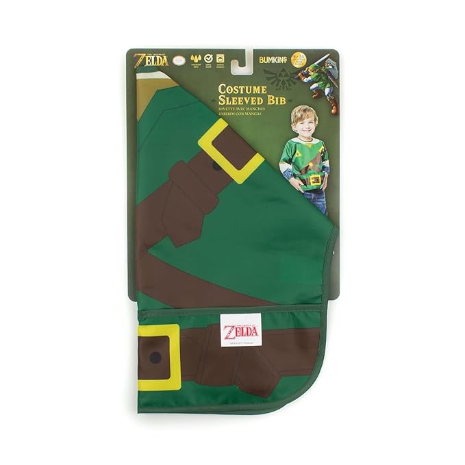 Bumkins Sleeved Bib for Girl or Boy, Baby and Toddler for 6-24 Mos, Essential Must Have for Eating, Feeding, Baby Led Weaning Supplies, Long Sleeve Mess Saving Food Catcher, Nintendo Legend of Zelda