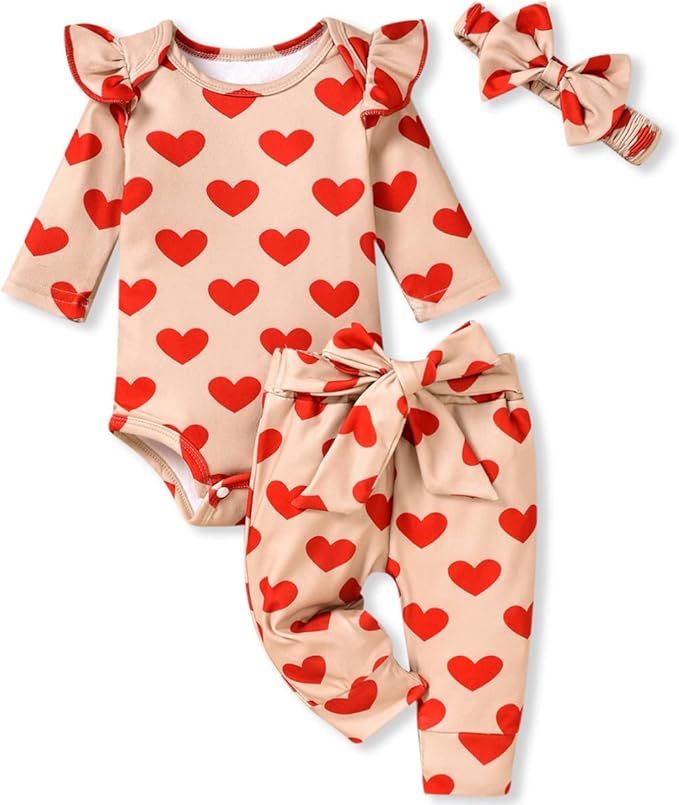 Aalizzwell Preemie Newborn Infant Baby Girls Clothes Ribbed Romper Bodysuit Pants Set Fall Winter Outfits