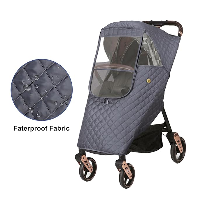 Universal Stroller Rain Cover Winter Pram Buggy Rain Shield Waterproof Windproof Quilted Travel Weather Cover for Baby Stroller Pushchair