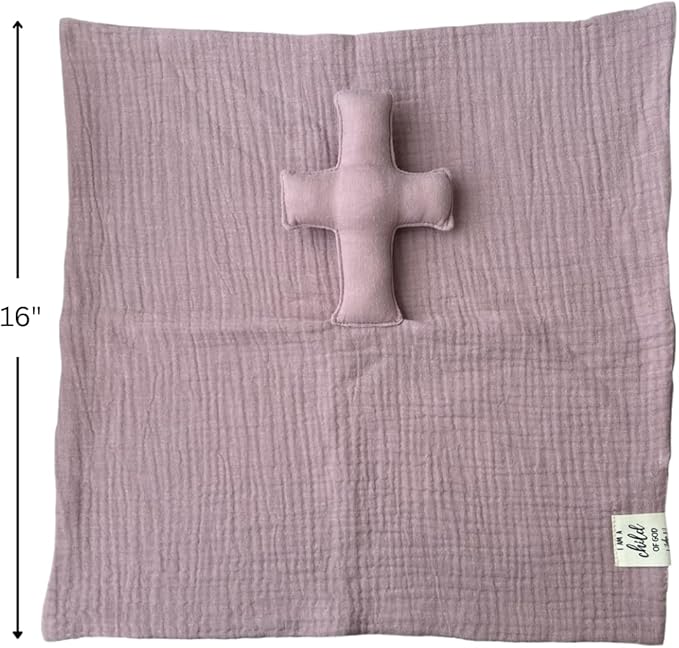Cross Lovey, Cross Security Blanket, Christian Lovey, Christian Baby Gift, Baptism Gift, Easter Gift, Newborn Baby Gift, Blessing Blanket, Christian Gift (Periwinked Mauve)