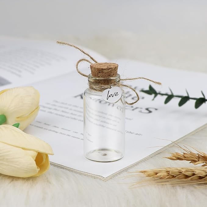 Umbilical Cord Keepsake Glass Bottle with Cork, Jar for Umbilical Cord/fetal Hair Storage and Memorial, Gift for Newborn Christening Baby Shower, Comes with Gift Bag (Love)