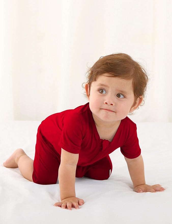 Jimonda Baby Girl Boys Rayon From Bamboo Pajamas 3 Pack Short Sleeve Footless Romper 2 Way Zipper Tie Dye Pjs Sleeper 0-24M