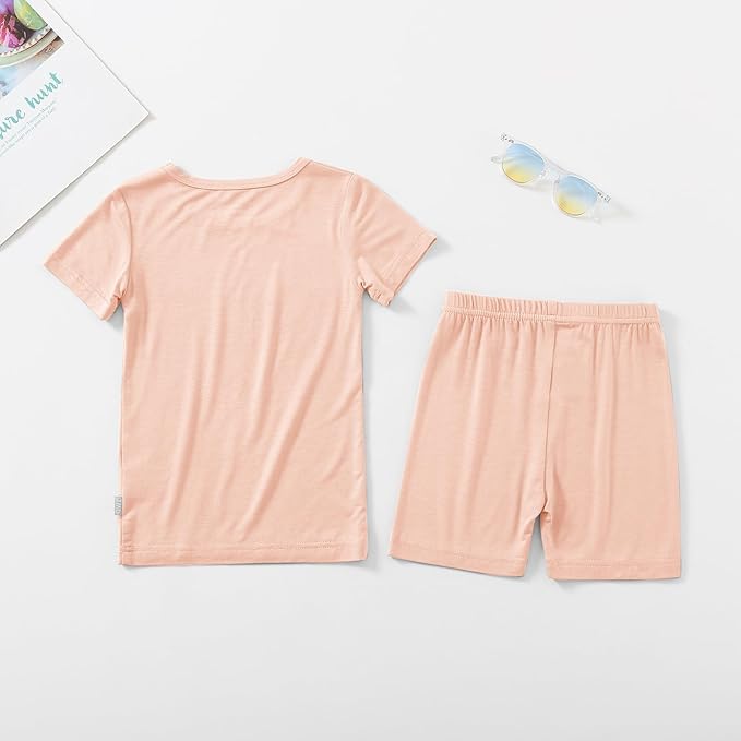 Jimonda Toddler Kids Girls Boys Pajamas Sets Soft Comfy Jammies Tencel Solid Raglan Sleepwear Pajamas Pjs 2pcs Set 18M-8Y