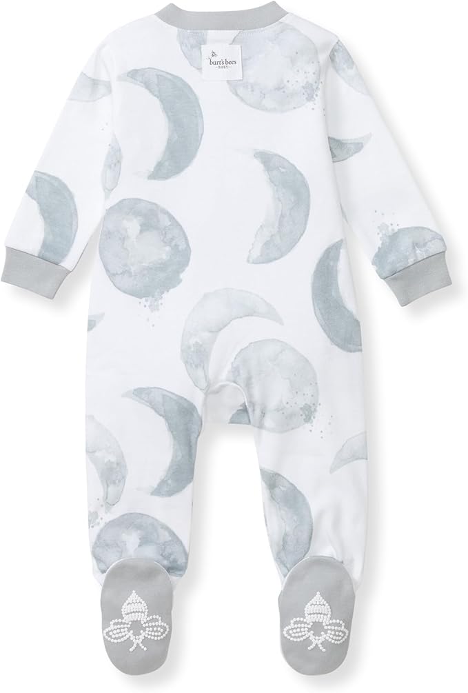 Burt's Bees Baby Baby Girls Pajamas, Zip Front Non-Slip Footed Sleeper Pjs, 100% Organic Cotton