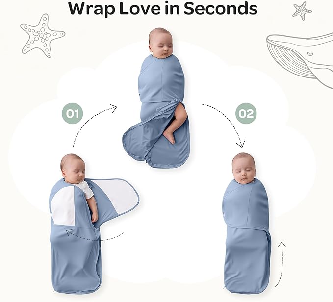 Momcozy Swaddles for Newborns, Quiet Fastner Suitable for Infant 0-3 Months, New-Parent-Friendly Swaddle Sack, Reduce Startle Reflex, Newborn Boys Girls Registry Essentials, 2-Pack, Serenity