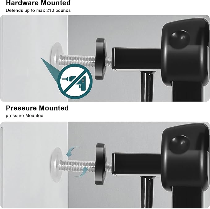 Narrow Walk Through Baby Gate 24.02-29.13 Inch Wide Auto Close Tension Black Metal Child Pet Indoor Safety Gates Pressure Mounted for Stairs& Doorways (24.02"-29.13"/61-74CM, Black)