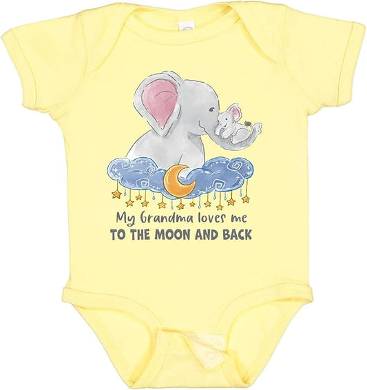 inktastic My Grandma Loves Me To the Moon and Back Elephant Family Baby Bodysuit
