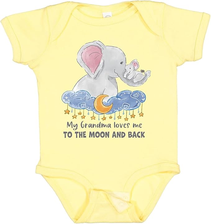 inktastic My Grandma Loves Me To the Moon and Back Elephant Family Baby Bodysuit