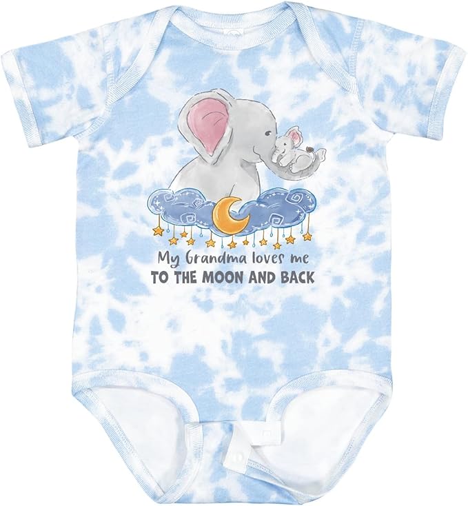 inktastic My Grandma Loves Me To the Moon and Back Elephant Family Baby Bodysuit