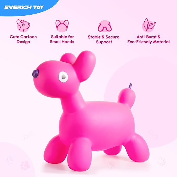 EVERICH TOY Bouncy Horse Hopper for Toddlers, Balloon Dog Bouncy Animals Jumping Horse, Inflatable Ride on Bouncer Hopping Toys Gifts for Boys Girls 18 Months 2 3 4 5 6 Years Old