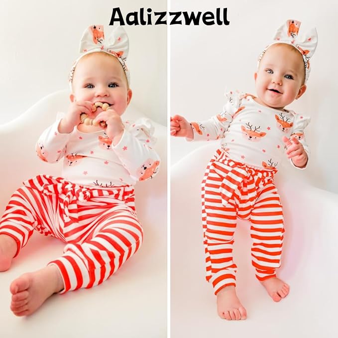 Aalizzwell Preemie Newborn Infant Baby Girls Clothes Ribbed Romper Bodysuit Pants Set Fall Winter Outfits