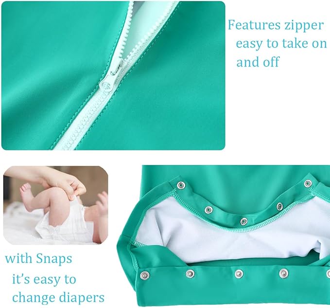 UMELOK Baby Boys UPF 50+ Sun Protection One Piece Rashguard Swimsuit with Snap Bottom