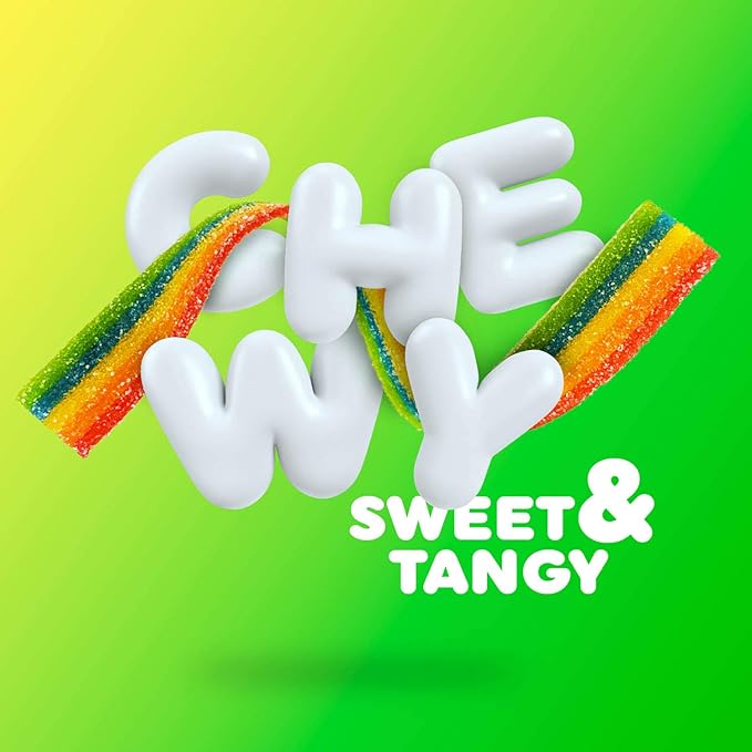 Airheads Xtremes Belts, Rainbow Berry Flavor, Sweetly Sour Candy, Non-Melting, Bulk Movie Theater and Party Bag, 3 Ounce (Pack of 12)