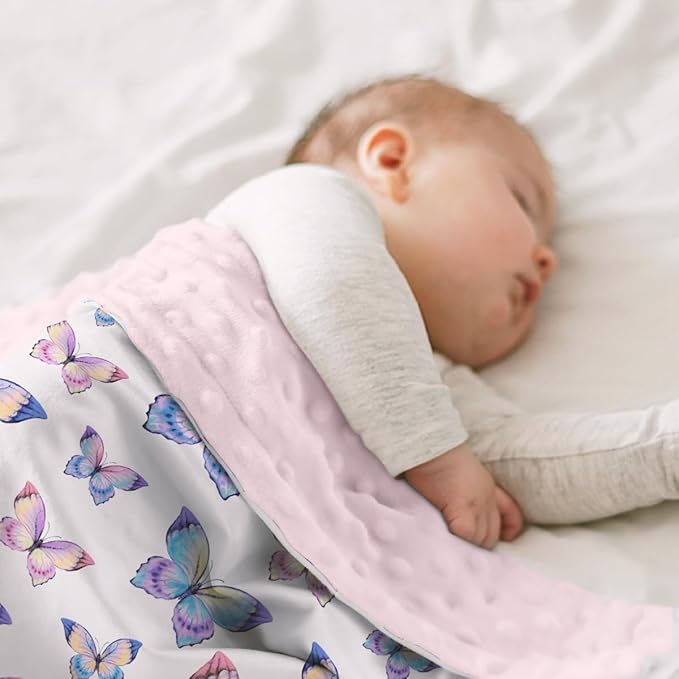 SANDJEST Kid Blankets for Girls 30 x 40 - Kids Throw Minky Blankets with Layer Dotted Backing - Gifts for Birthday Nursery Room Decor