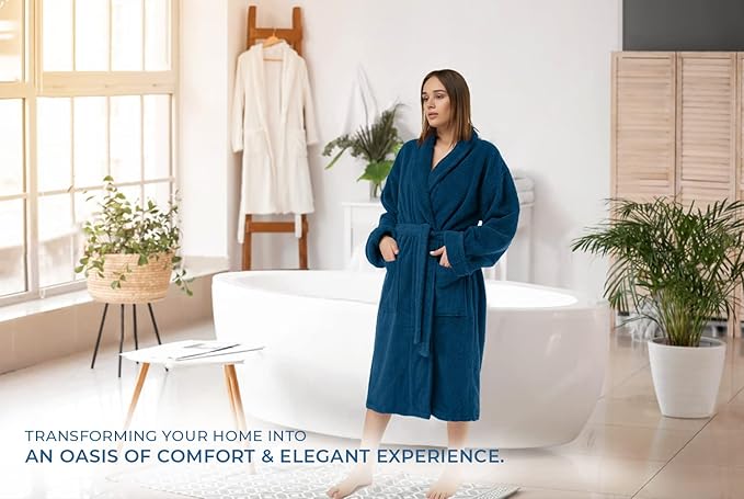 DAN RIVER Premium Cotton Terry Robes for Women and Men, Ultra Soft bathrobe with Adjustable Waist Belt and Pockets Pack of 1