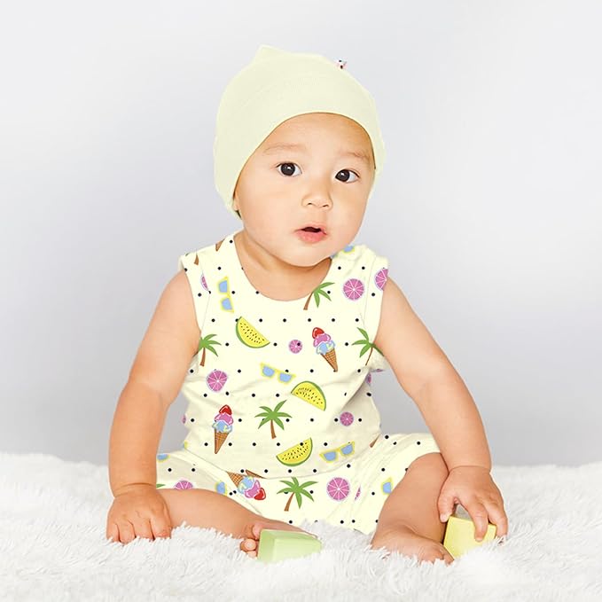Babysoy Organic Pattern Print Tank Romper Shortall