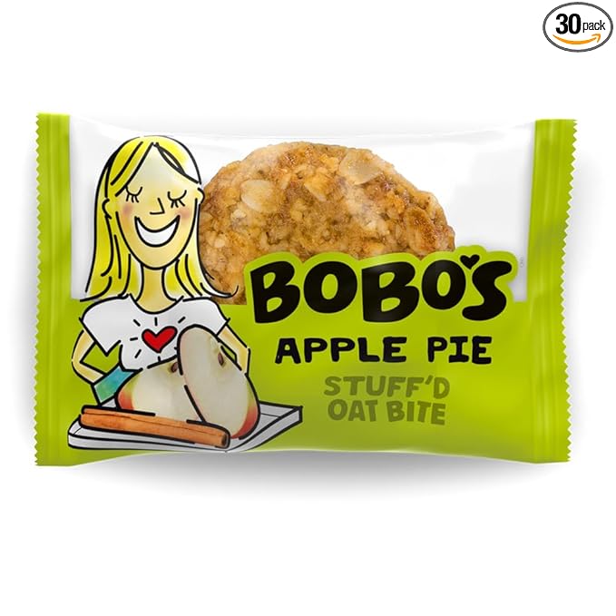 Bobo's Oat Stuff'd Bites, Apple Pie, 1.3 oz Bites (30 Pack Box), Gluten Free Whole Grain Snack, Vegan On-The-Go